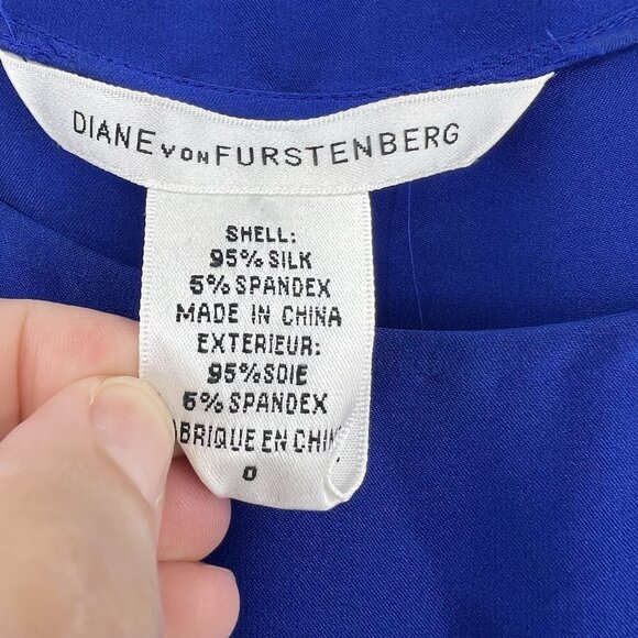 DVF Diane Von Furstenberg Blue Silk Blouson Dress Size 0 - Picture 6 of 6